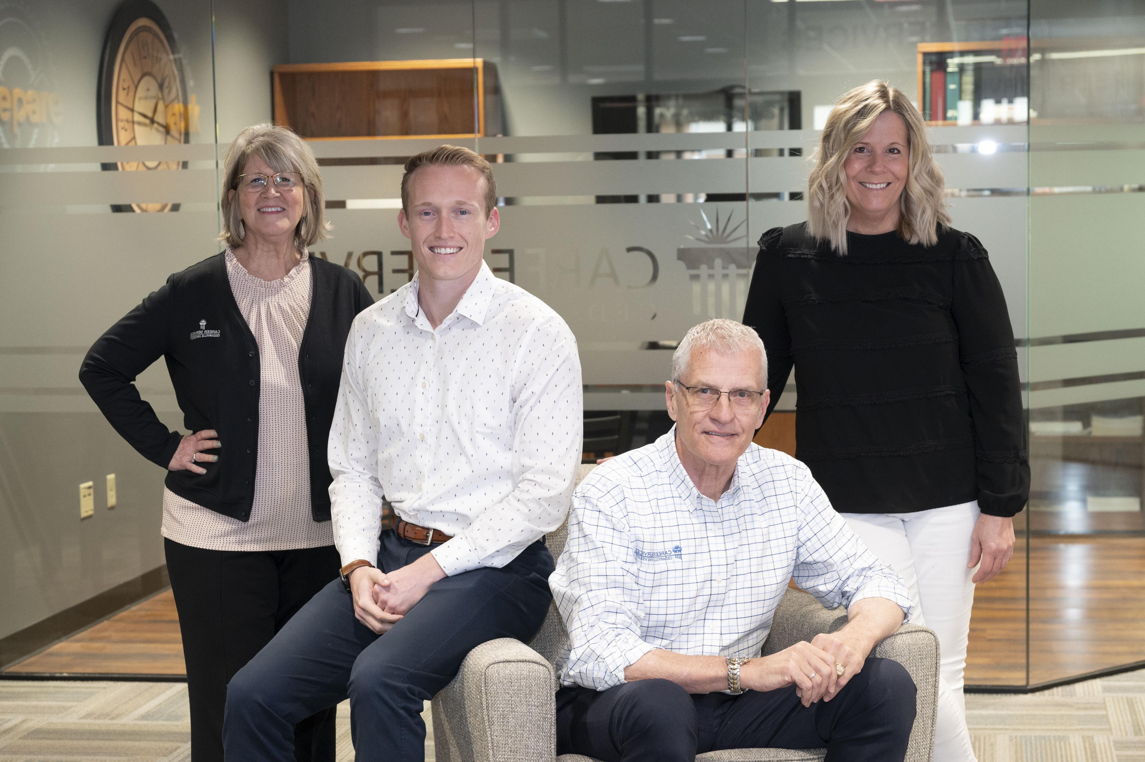 Career Services Staff, from left to right: Jenny Czerniak, Jeff Reep, Cam Arminio, and Elaine Blood